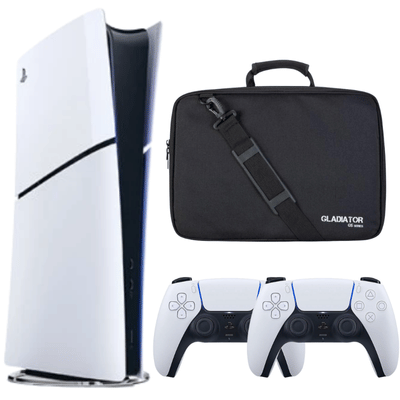 Sony  Slim Dijital Edition 1 TB SSD Oyun Konsolu + 2 Dualsense + Gladiatör G5 Serisi  Taşıma Çantası - Siyah
